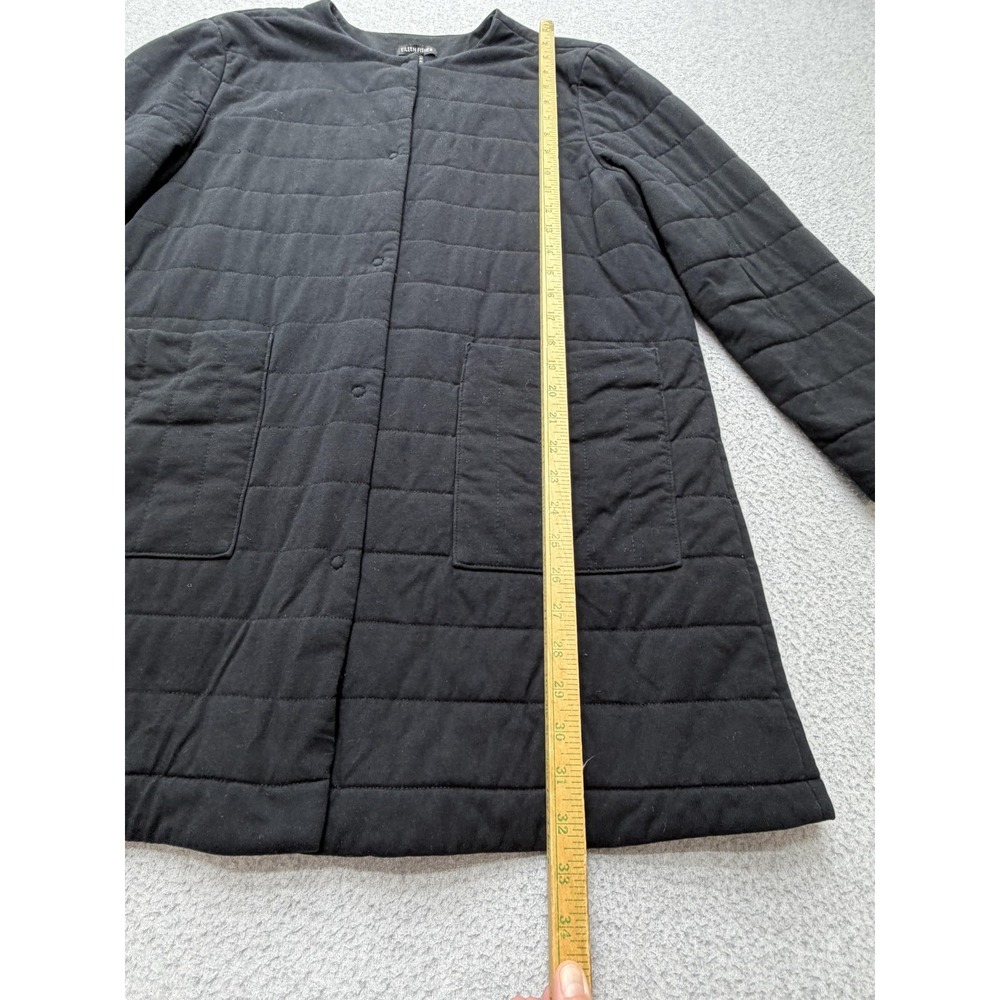 Eileen Fisher Coat Womens Petite Small Black Quilted Organic Cotton Pockets - Picture 7 of 16